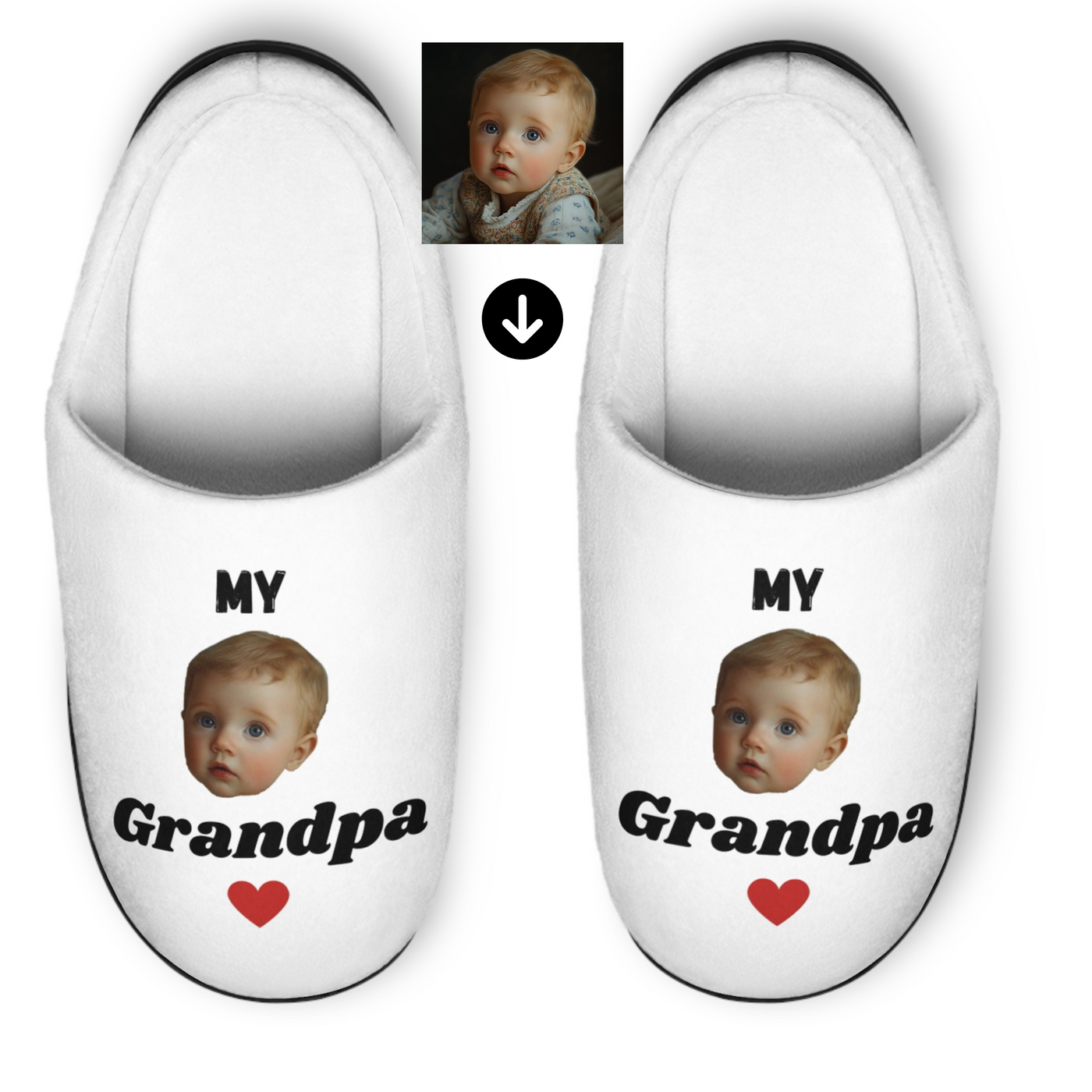 Photo Personalized Slippers Gift Grandpa