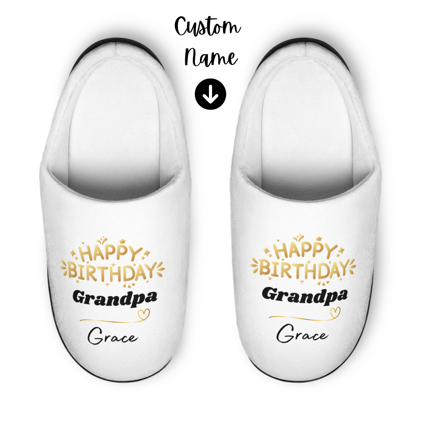 Personalized Name Happy Birthday Grandpa Slippers