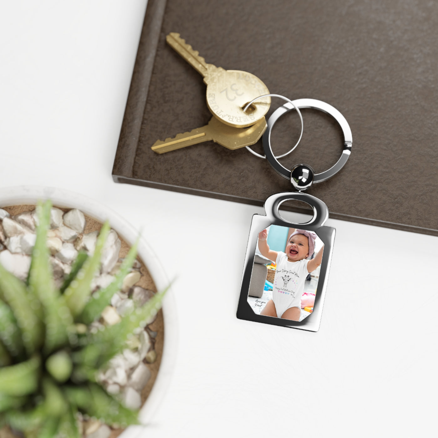 Dad Custom Photo Rectangle Keyring