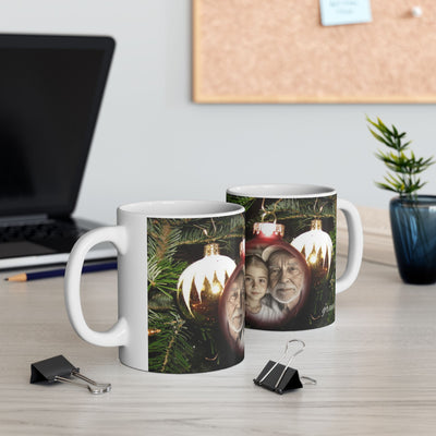 Photo Personalization Mug on Christmas Bulbs, Grandpa gift