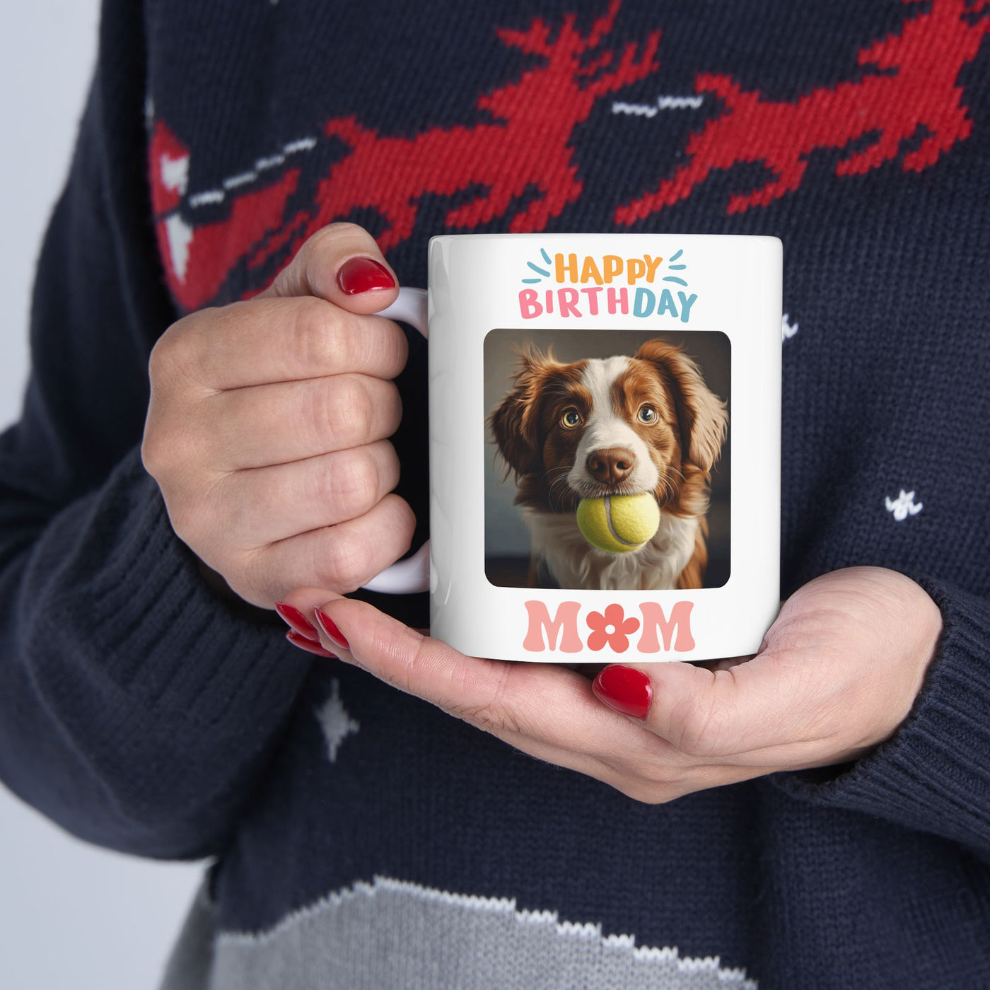 Happy Birthday Custom Pet Photo Mug Mom