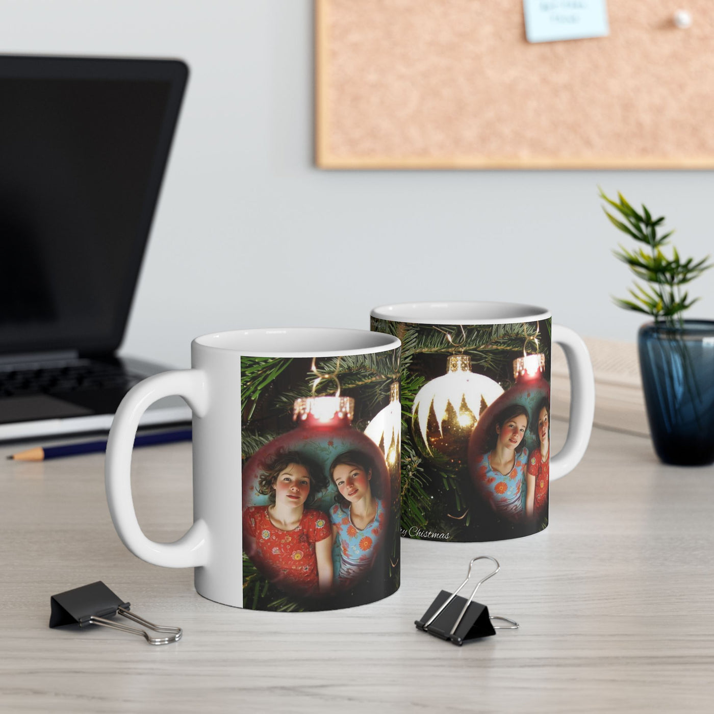 Merry Christmas Custom Photo in a Bulb Mug