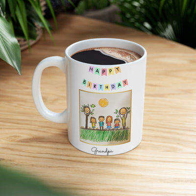 Childrens Drawing Mug Happy Birthday Grandpa