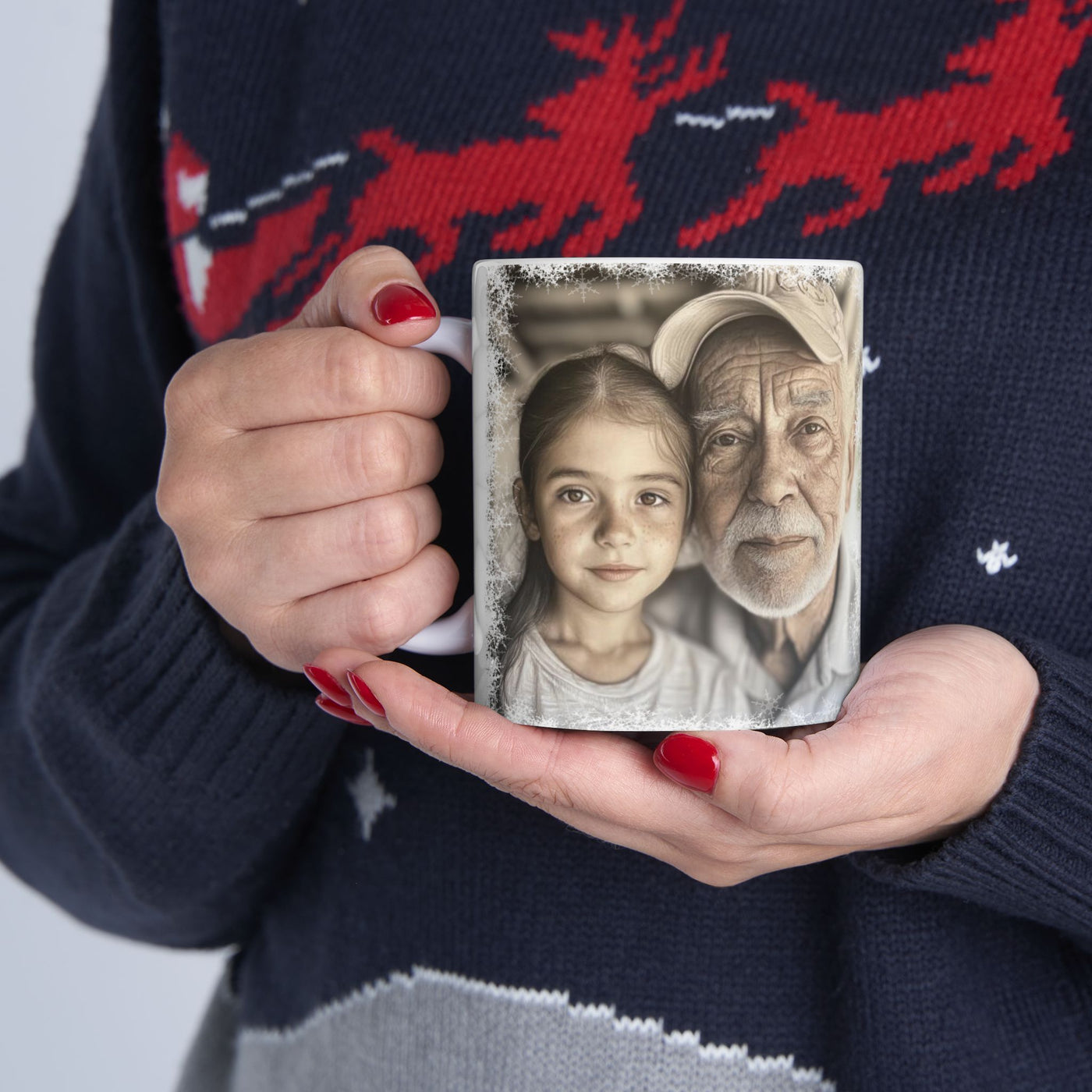 Photo Personalization Mug Grandpa in Snow Frame