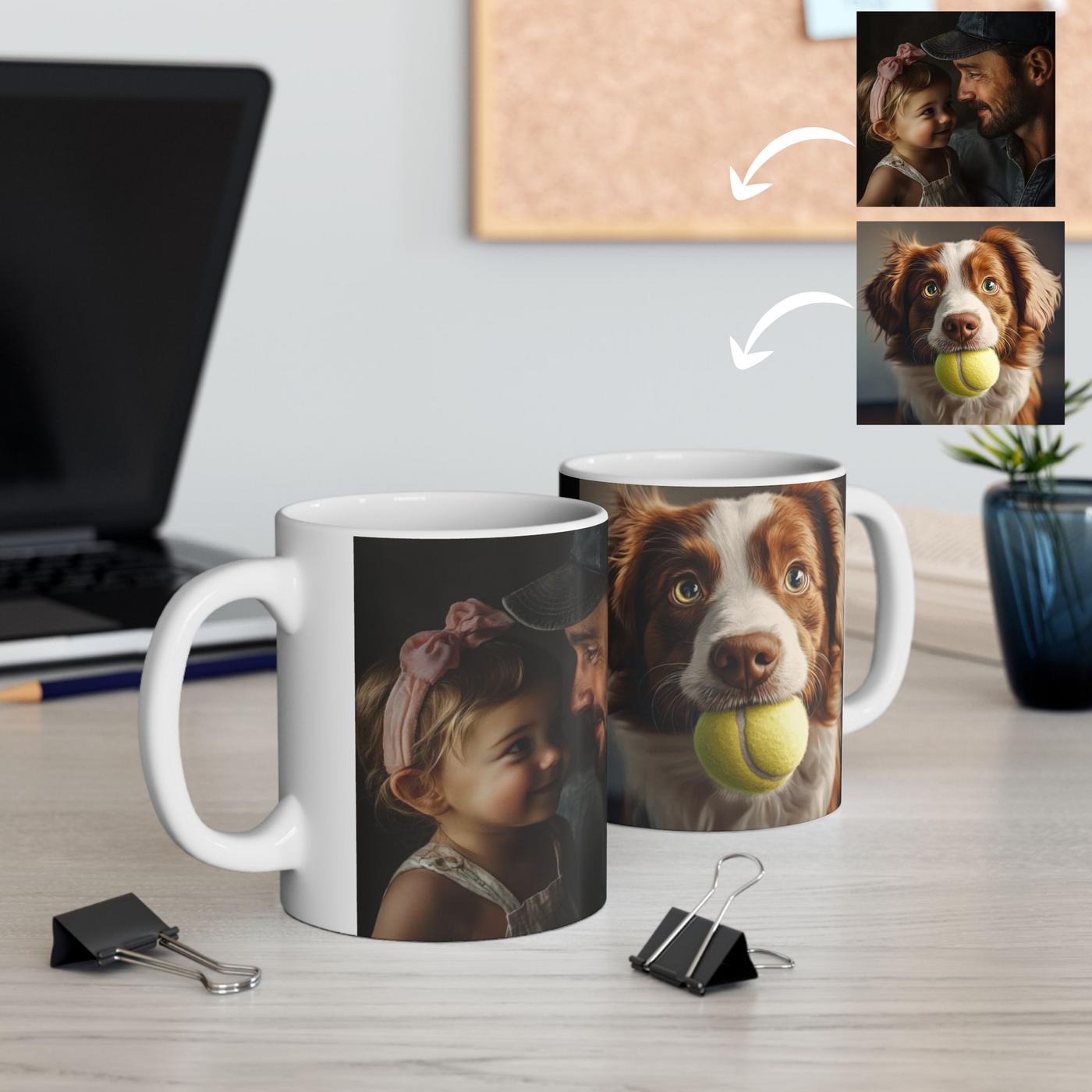 Custom Coffee Mug, Photo Mug x 2 Photos