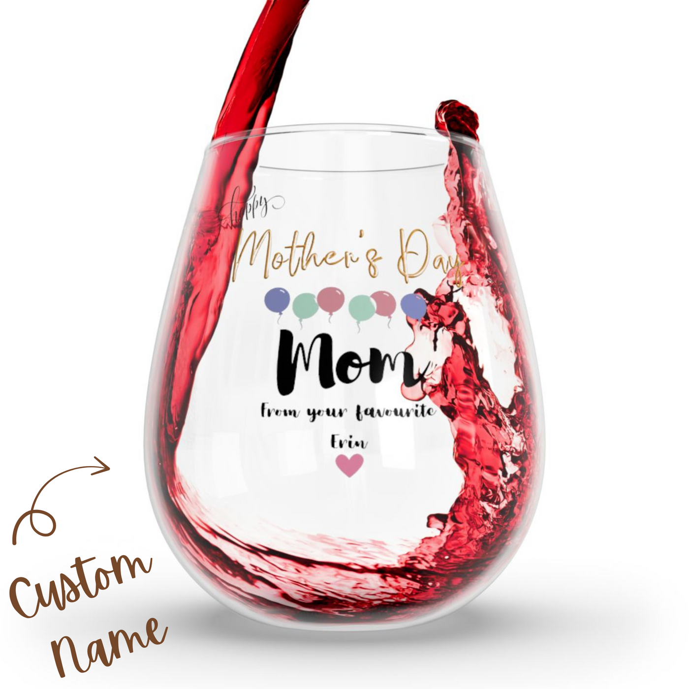 Custom Happy Birthday Moms Glass Gift