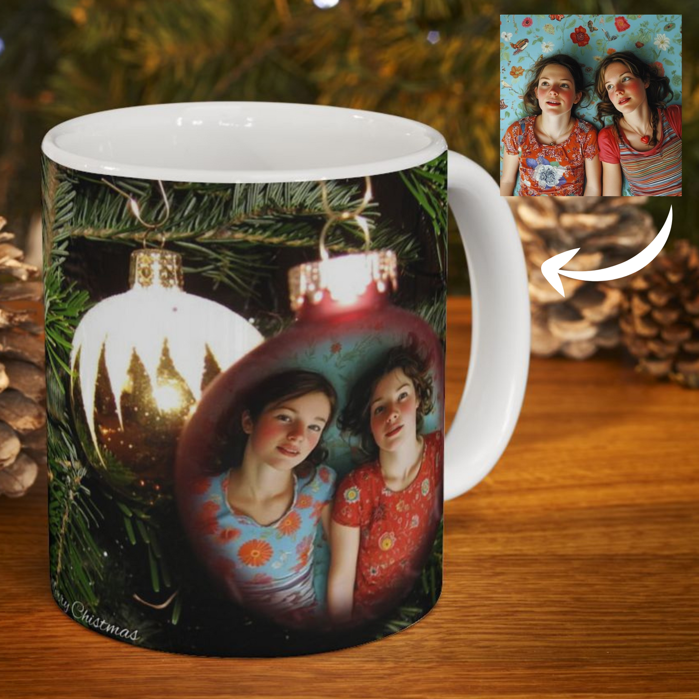 Photo Mug Gift In a Christmas Bulb