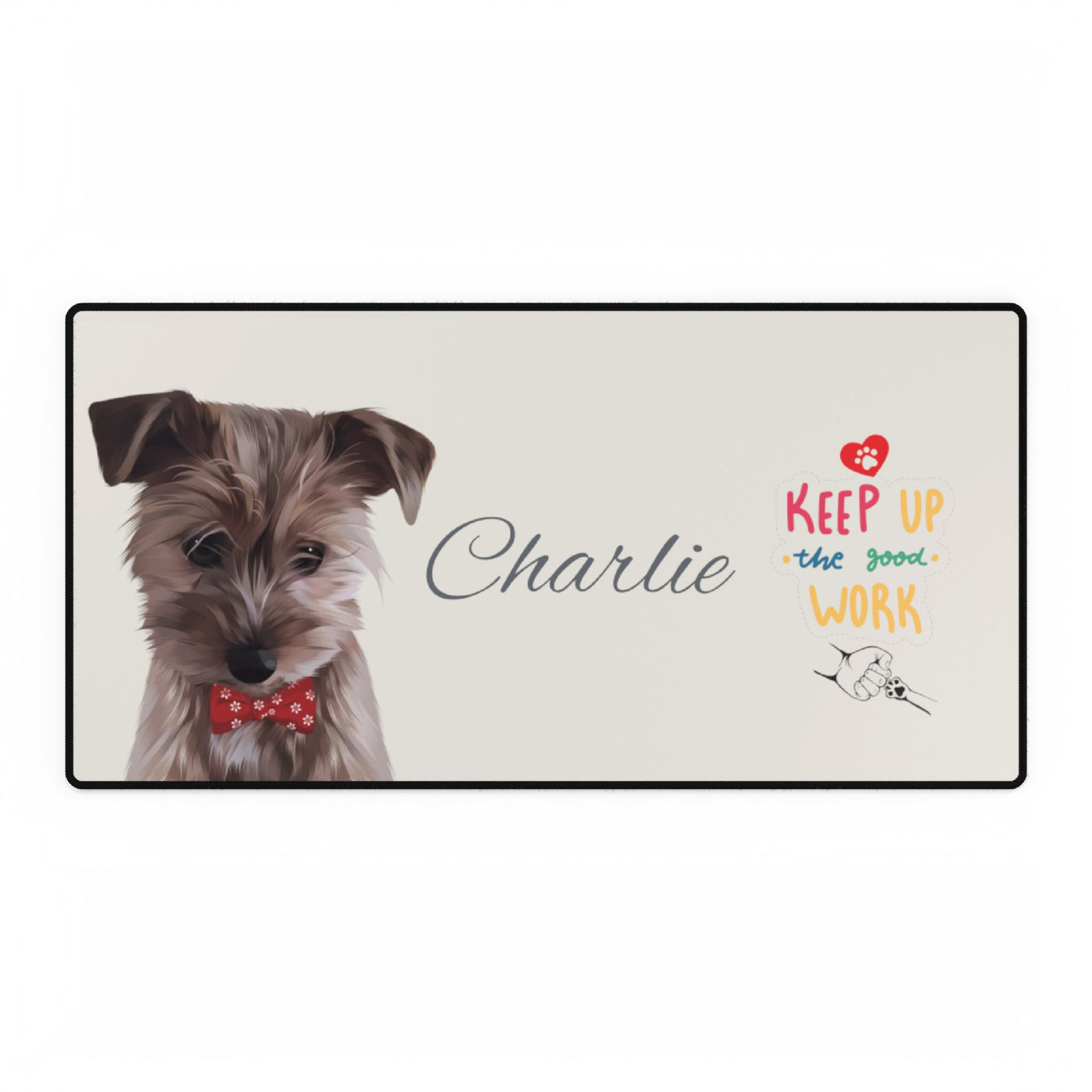 Custom Dog Desk Mat - Using Pet Photo and Name Personalized - size 31.5'' x 15.5''