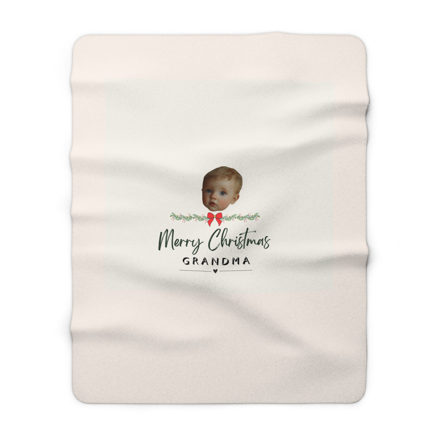 Personalized Photo Face Merry Christmas Grandma Fleece Blanket