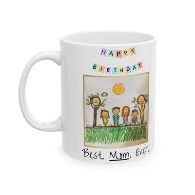 Happy Birthday Custom Childrens Drawing, Framed, Mug, Mom Gift