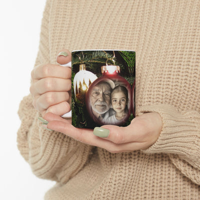 Photo Personalization Mug on Christmas Bulbs, Grandpa gift