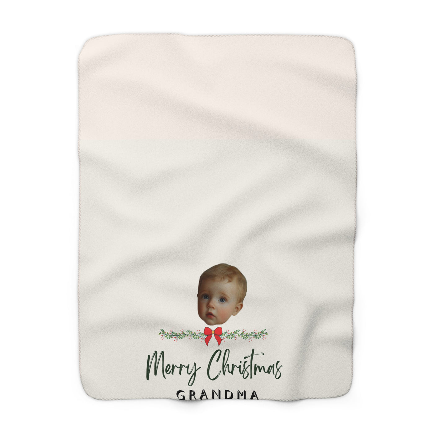 Personalized Photo Face Merry Christmas Grandma Fleece Blanket