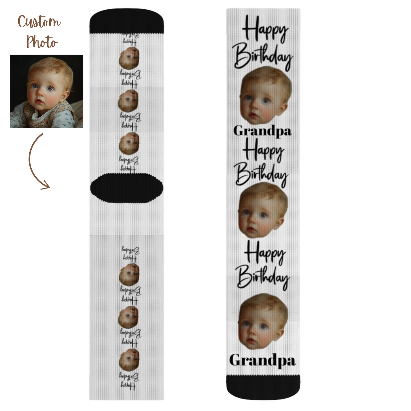 Personalized Face Socks Grandpa Gift