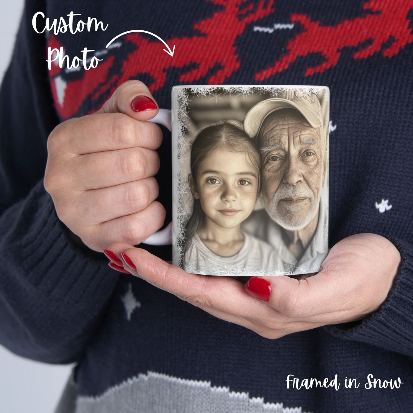 Photo Personalization Mug Grandpa in Snow Frame