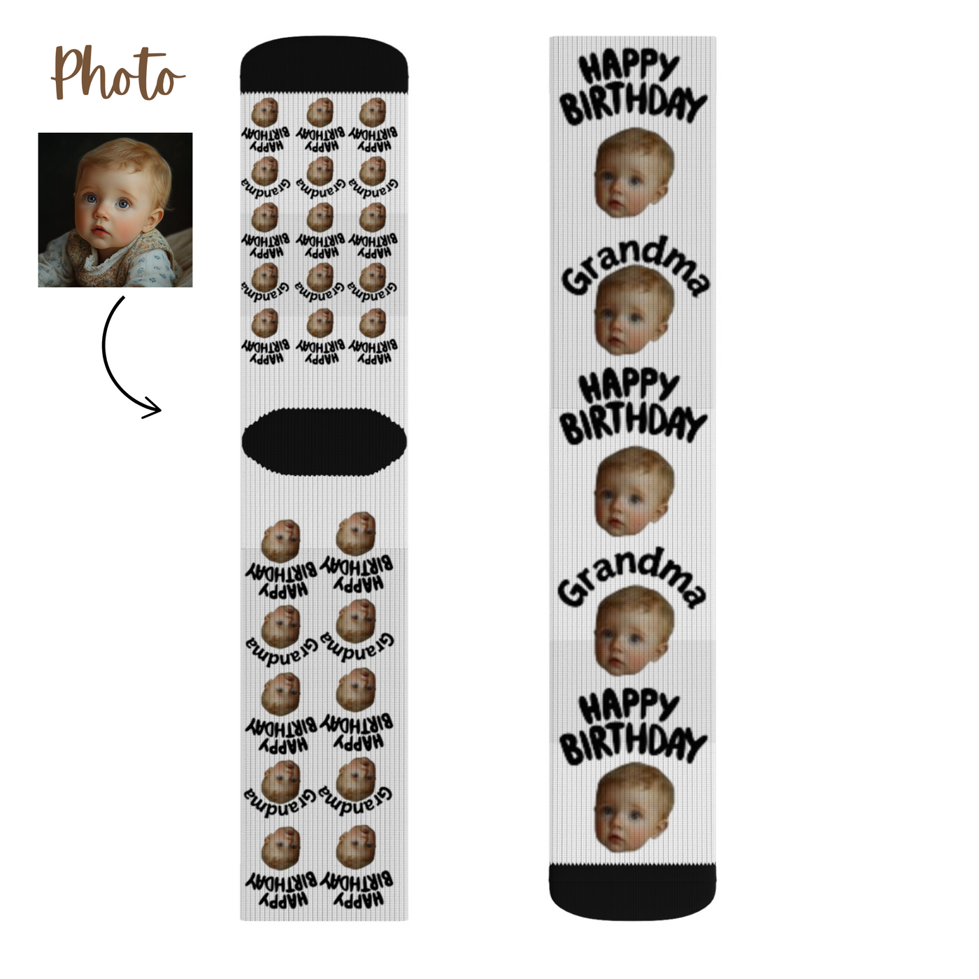 Personalized Face Socks Grandma Birthday Gift