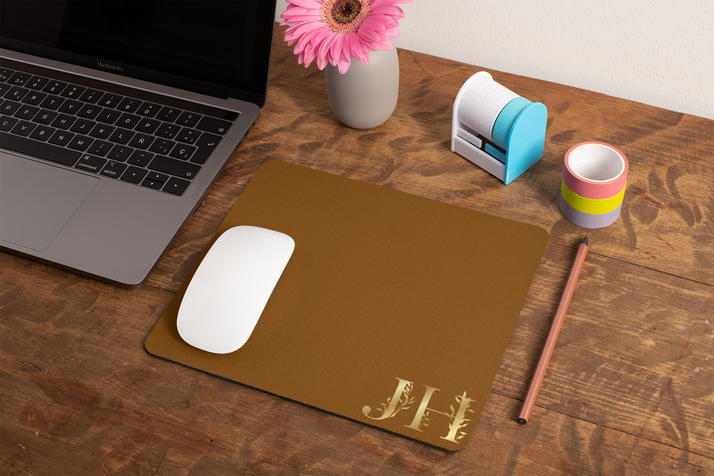 Personalized Name Initials Leather Mousepad