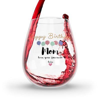 Custom Happy Birthday Moms Glass Gift