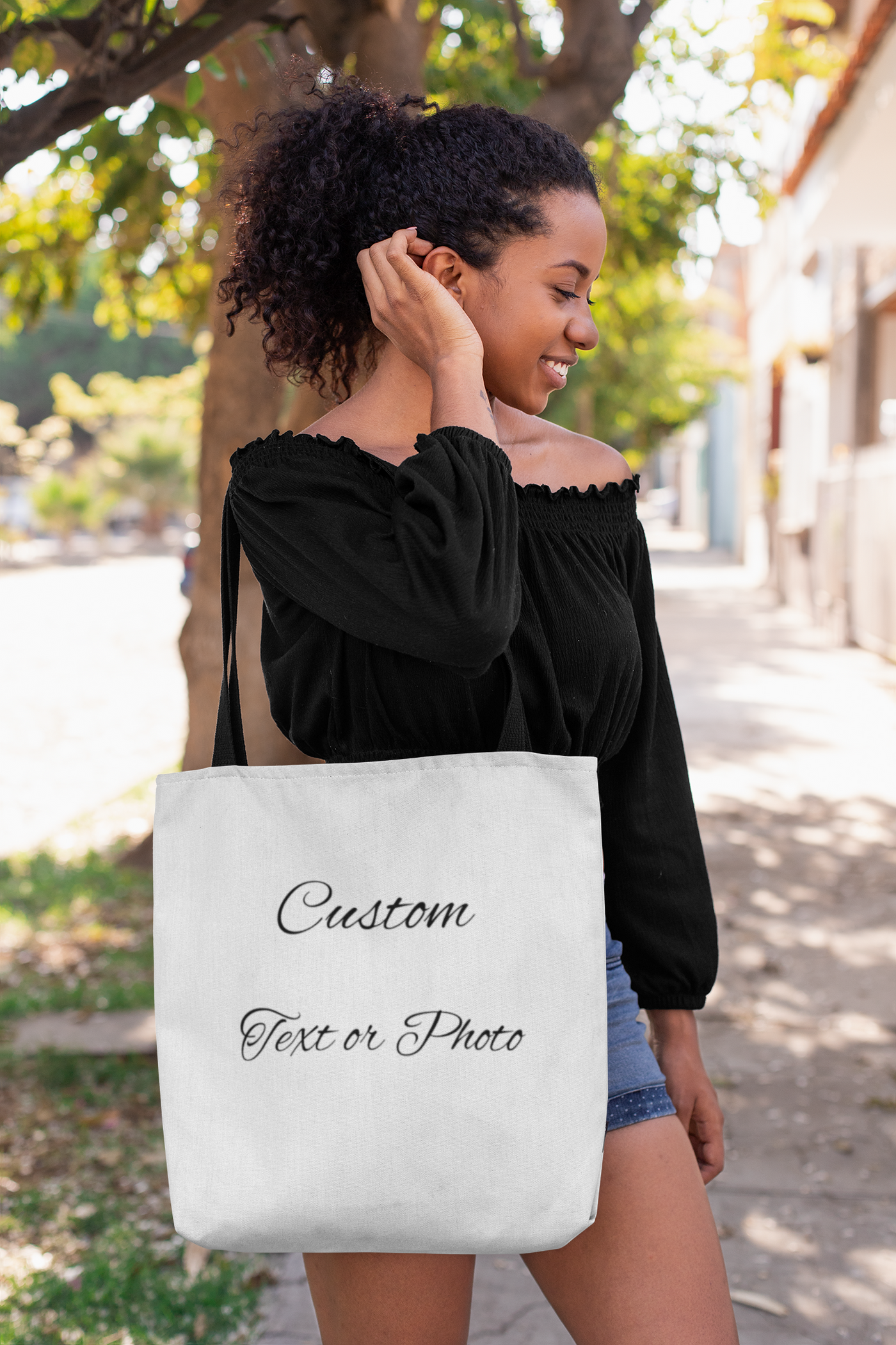 Custom Text or Photo Tote Bag