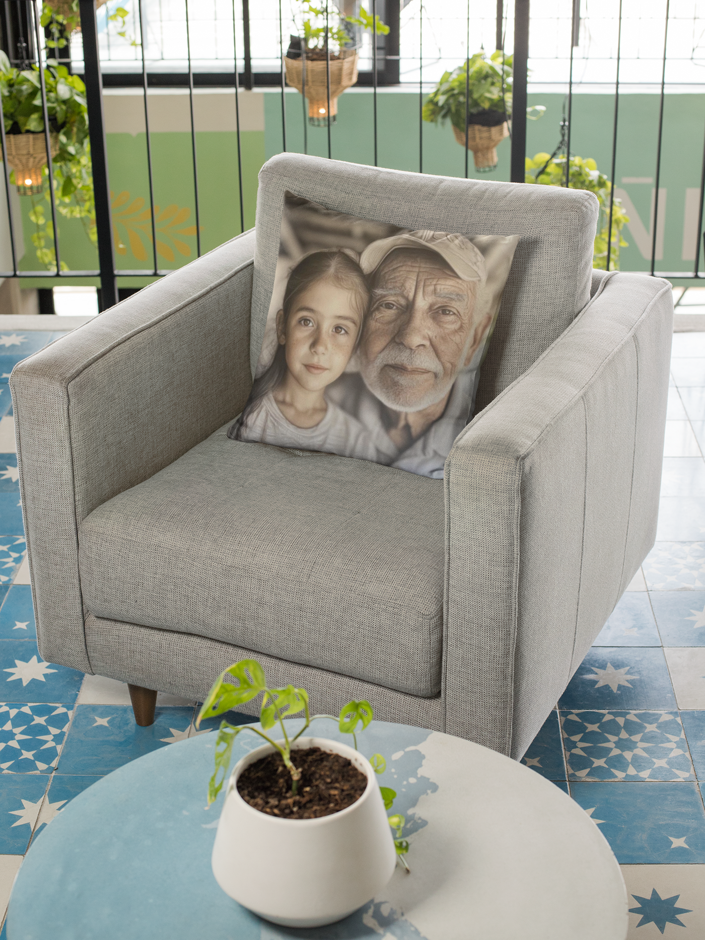 Custom Name & Photo Pillow Gift Grandpa