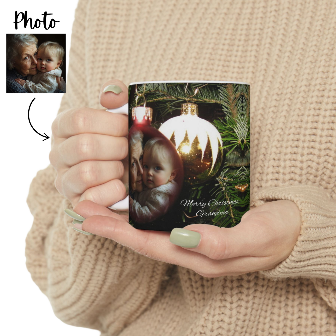 Christmas Photo in a Bulb Grandma Mug Gift