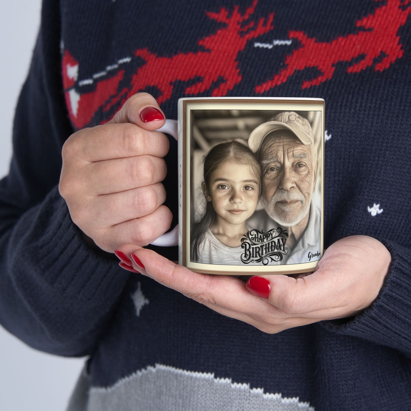 Photo Framed Happy Birthday Grandpa Mug