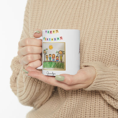 Childrens Drawing Mug Happy Birthday Grandpa