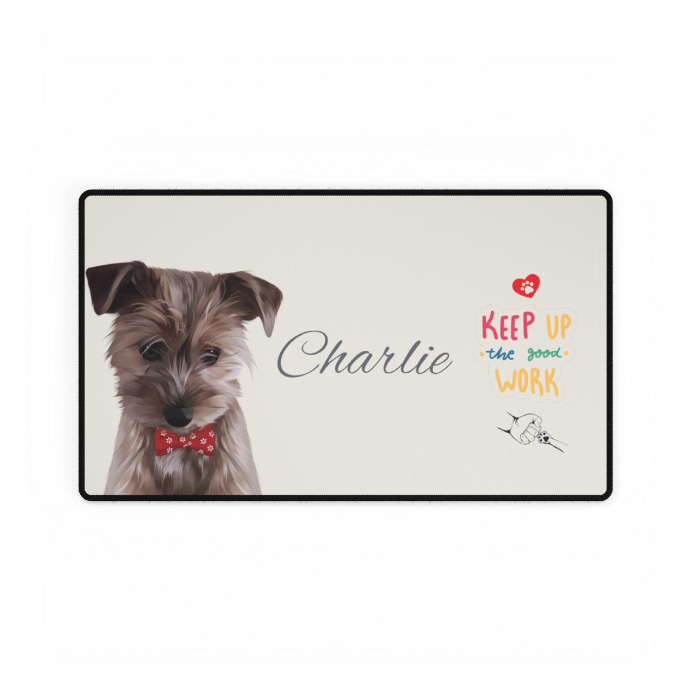 Custom Dog Desk Mat - Using Pet Photo and Name Personalized - size 31.5'' x 15.5''