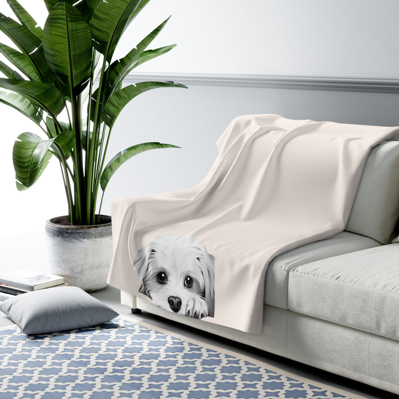 Maltese Sherpa Fleece Blanket