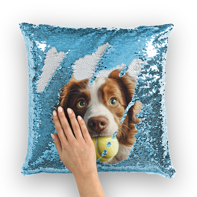 Personalized Pet Photo Sequin Cushion Pillow