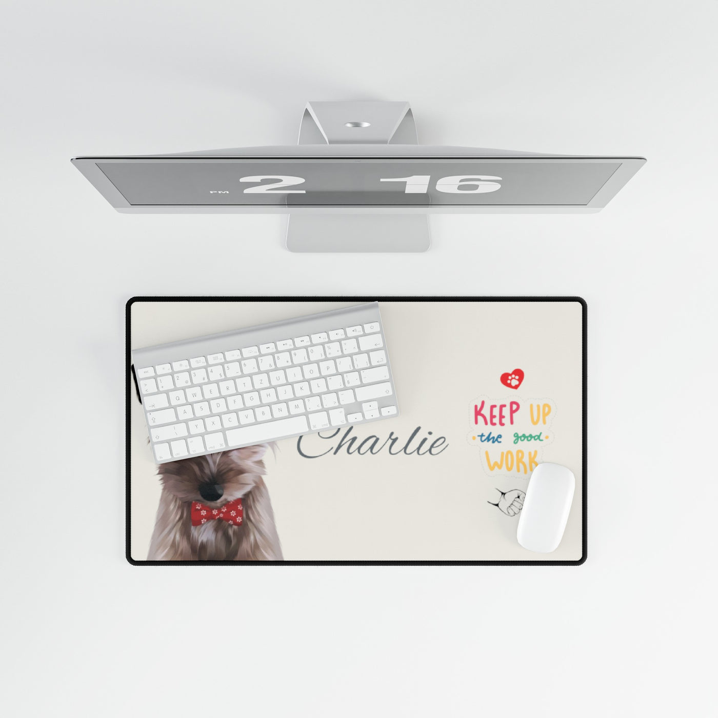 Custom Dog Desk Mat - Using Pet Photo and Name Personalized - size 31.5'' x 15.5''