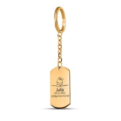 Baby Birth Details Dad Keychain