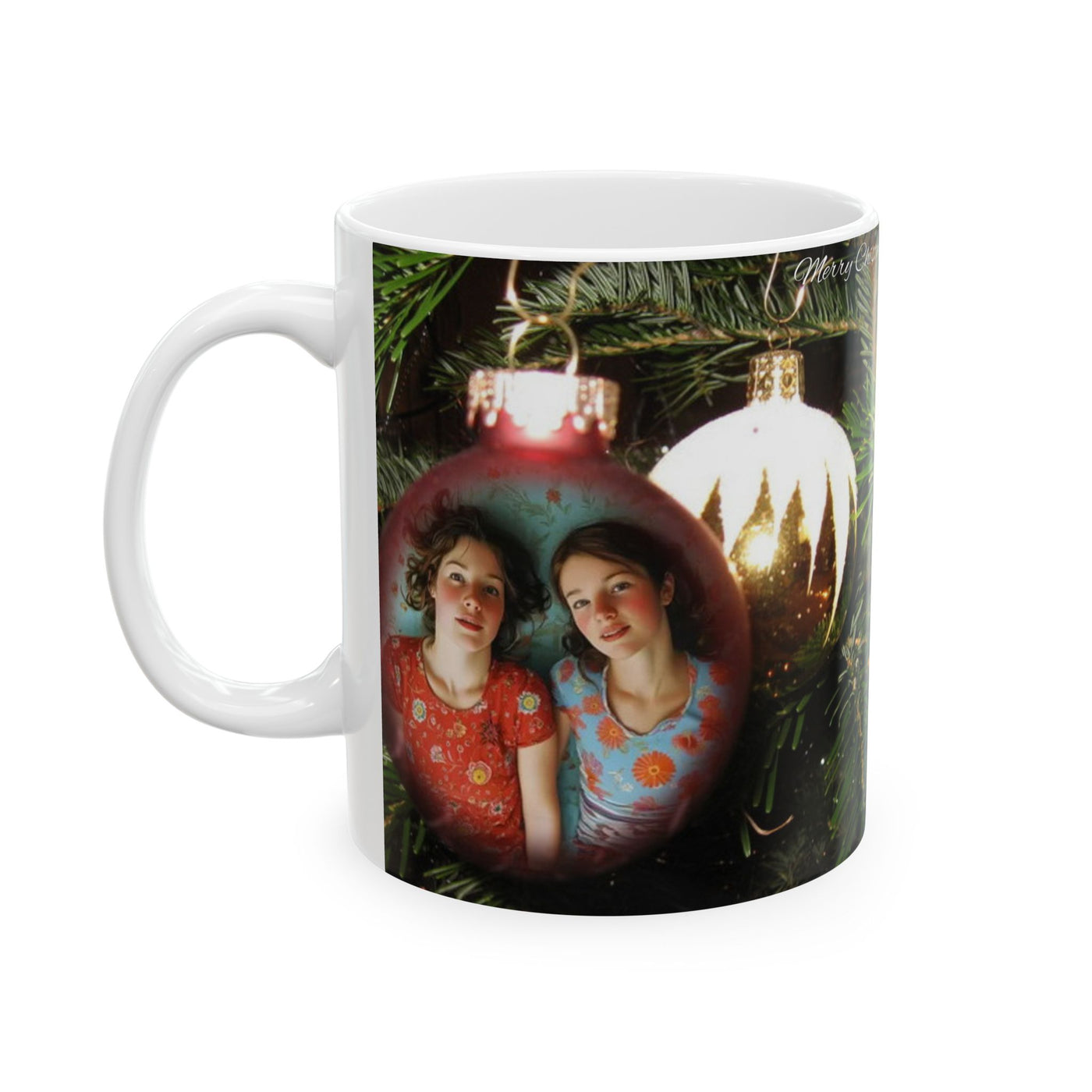 Merry Christmas Custom Photo in a Bulb Mug