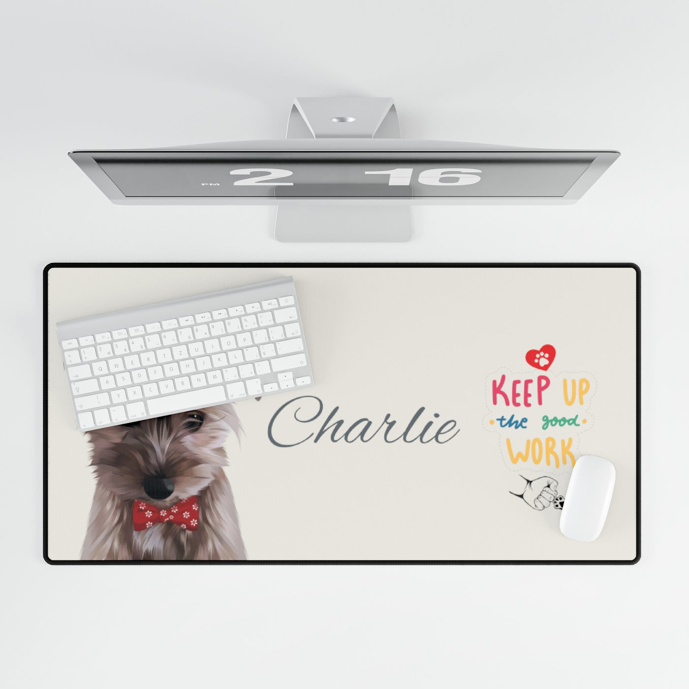 Custom Dog Desk Mat - Using Pet Photo and Name Personalized - size 31.5'' x 15.5''