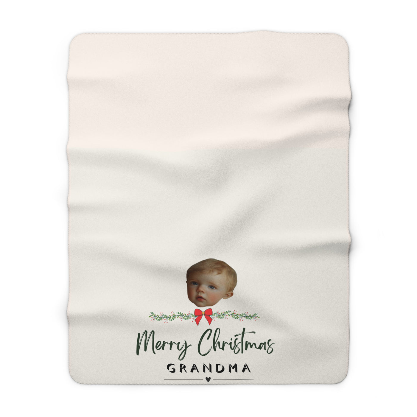 Personalized Photo Face Merry Christmas Grandma Fleece Blanket