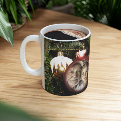 Photo Personalization Mug on Christmas Bulbs, Grandpa gift