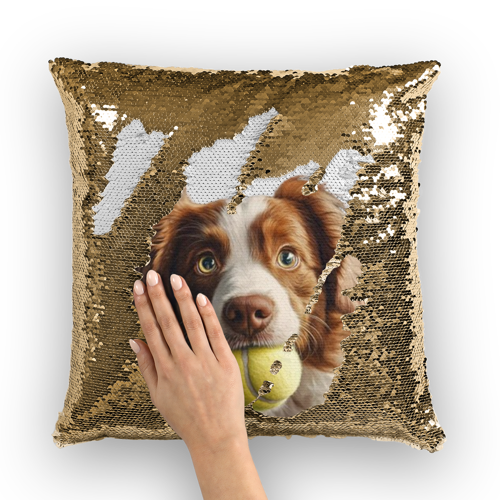 Personalized Pet Photo Sequin Cushion Pillow