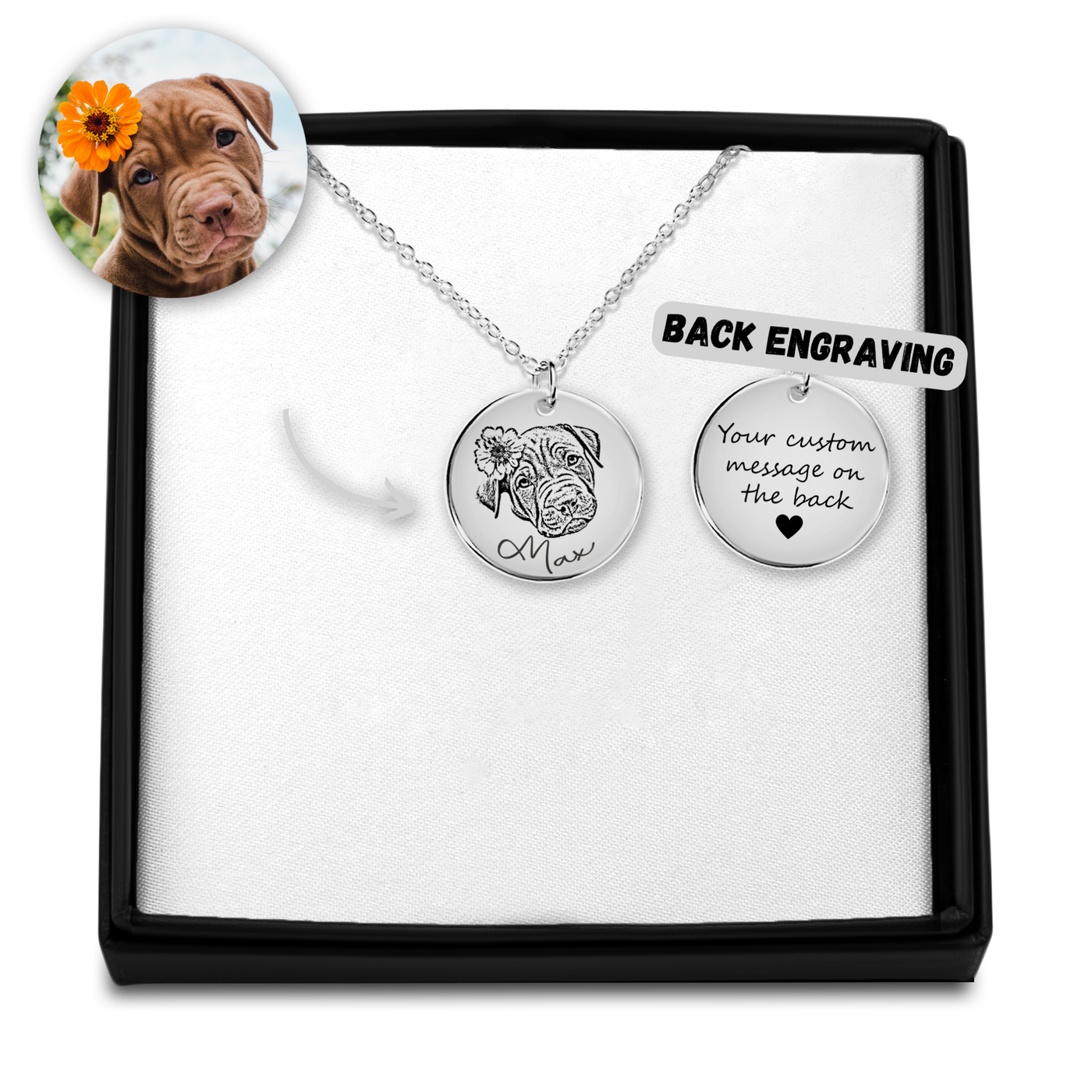 Pet Portrait Heart Necklace