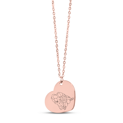 Line Art Portrait Heart Necklace