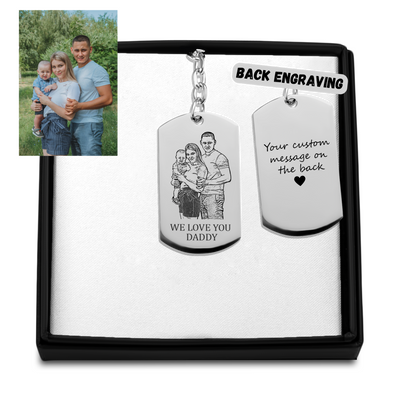 Baby Birth Details Dad Keychain